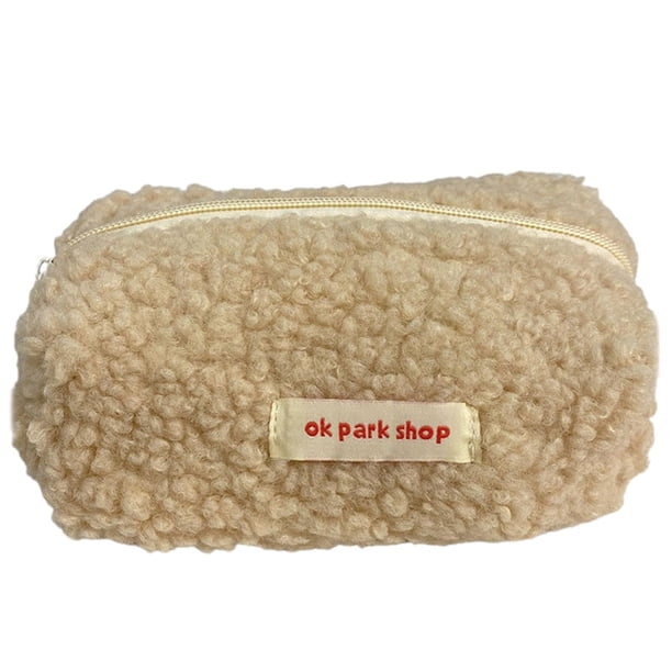 Bolsa de maquillaje de felpa, bolsa multifuncional de gran capacidad con cremallera, bolsa de viaje de gran capacidad, organizador de artículos de tocador de viaje, maquillaje