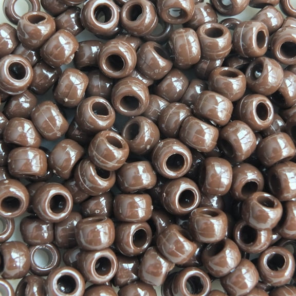 Pony Beads Chocolate Brown Opaque Crow Beads 6x9mm Large Hole Made in USA