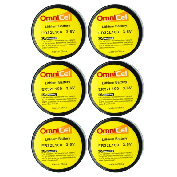 6x OmniCel ER32L100 3.6V 1.7Ah Sz 1/6D Lithium Battery Nickel Pin Military