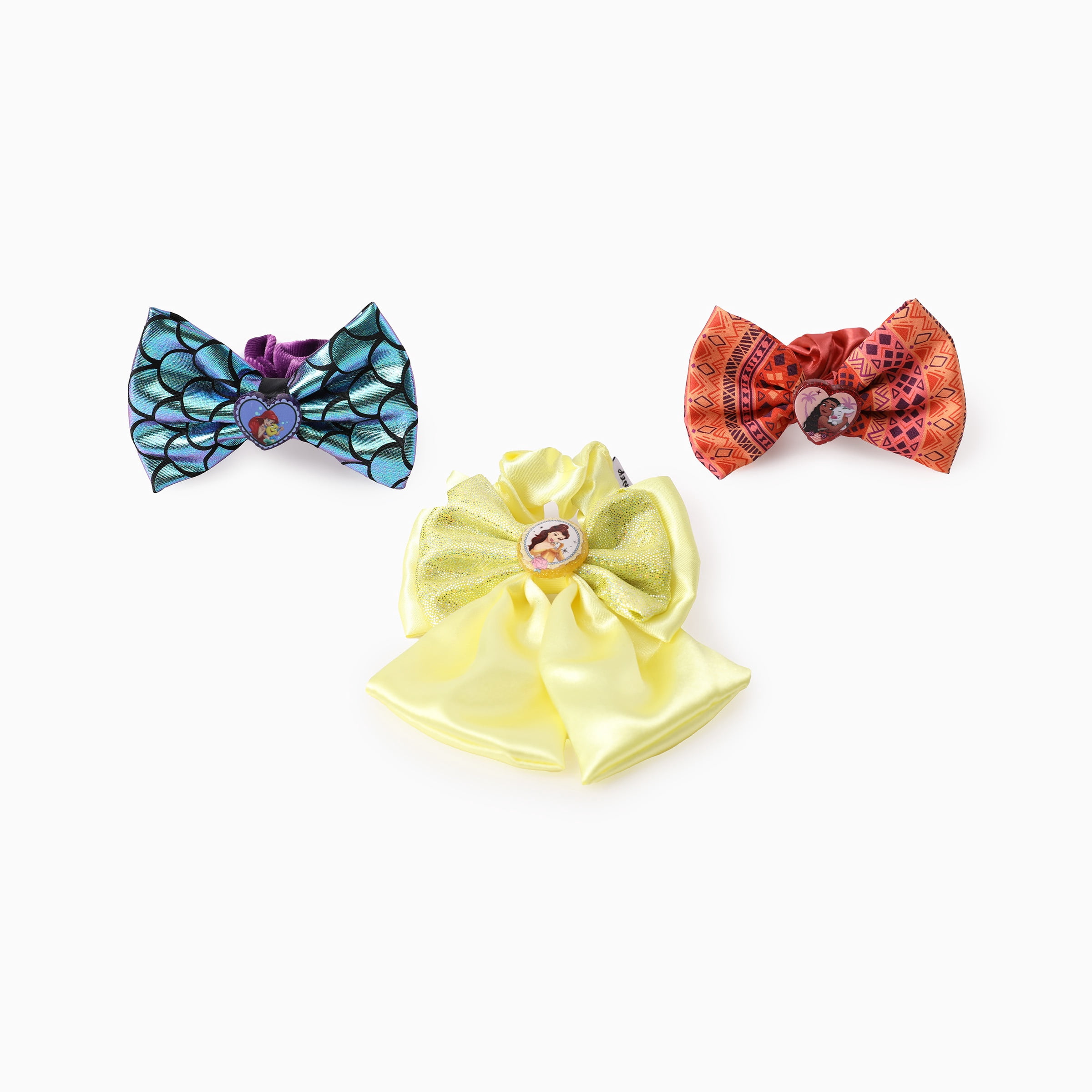 Disney Princess Girls Scrunchies 3 Pack Bow Hair Ties Back to School Gift