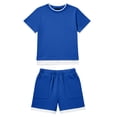 thumbnail image 5 of Bmisegm Boys Summer Outfits Soft Comfortable Two Piece Loungewear for Kids Playwear And Daily Wear Casual Boys' Clothing Sets 01_Blue,5-6 Years, 5 of 5
