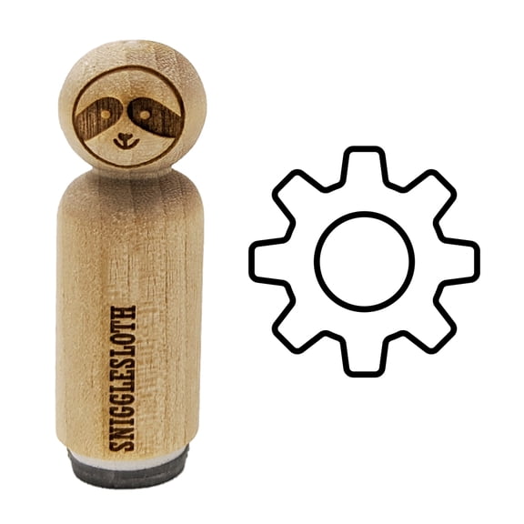 Gear Outline Rubber Stamp for Scrapbooking Crafting Stamping - Mini 1/2 Inch