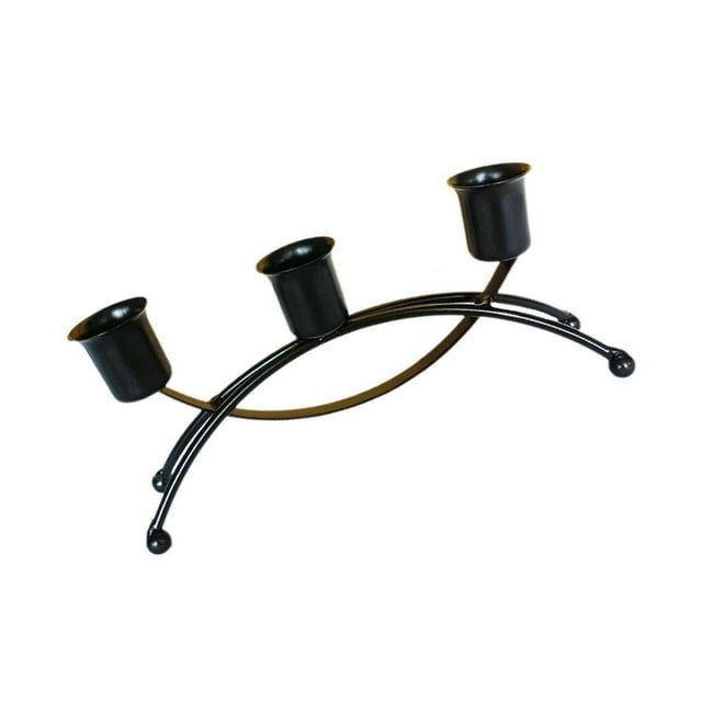 kurtrusly 3 Arms Candlestick Modern Decorative Pillar Candle Holder Black