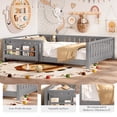 thumbnail image 5 of Bellemave Queen Size Floor Bed with Storage Bookshelf, Wooden Montessori Floor Bed Frame with Safety Guardrail, Low Profile Queen Bed with Fence, Queen Size Floor Bed with Headboard, Gray, 5 of 11
