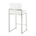 thumbnail image 3 of Fuji Contemporary High Back Counter Stool In Stainless Steel And White Faux Leather - Set Of 2, 3 of 8