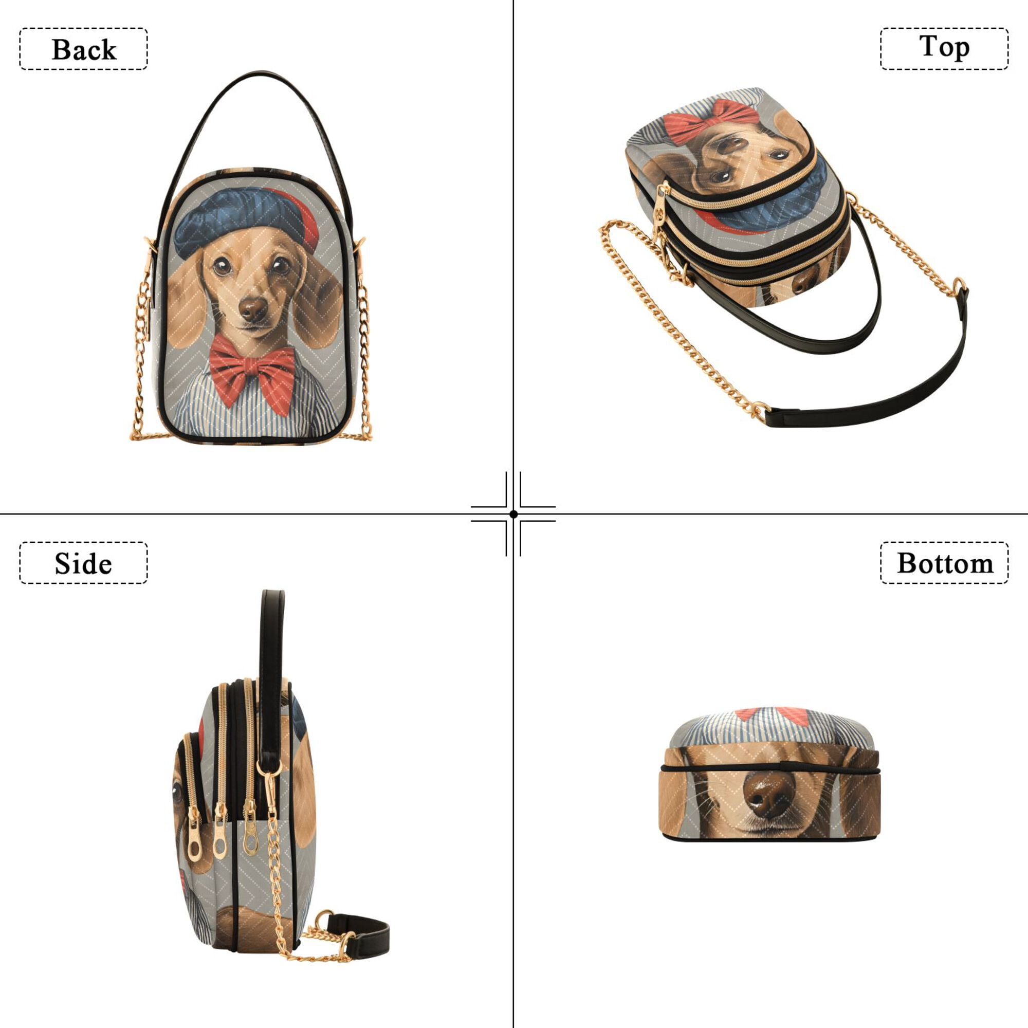 FORMRS Crossbody Bag for Women Quilted Travel Shoulder Cell Phone Purse with Chain Strap Handbag, Yellow Dog Artist