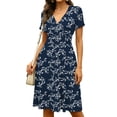 thumbnail image 3 of UVN Dresses for Women Deep V Neck Short Sleeve Summer Sundress Midi Party dress with Pocket, 3 of 9