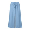 thumbnail image 6 of ClodeEU Women's Elastic Waist Wide Leg Pants,Casual Loose Fit Lounge Trousers with Pockets Light Blue,Women's Plus L, 6 of 6