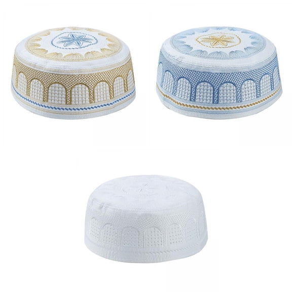 3pcs Islámico Musulmán Para Hombre Oración Kufi Sombrero Cráneo Turco Namaz Topi Sunnimix none