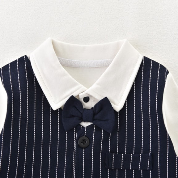 BIMZUC Traje Mameluco de Algodón Enterizo Formal para Bebé Niños Azul Talla 73