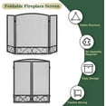 thumbnail image 4 of 3 Panel Fireplace Screen Modern Foldable with Wrought Metal Decorative Mesh, 4 of 5
