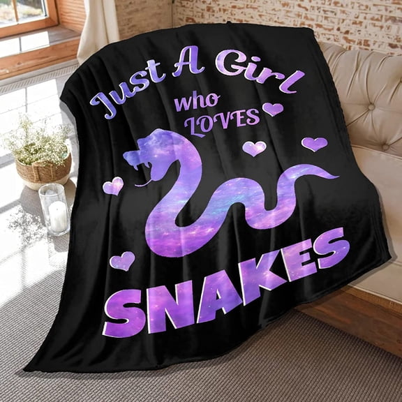 Soft Snake Blanket Just Girl Loves Snakes Throw Blankets Cozy Flannel Plush Lightweight Air Conditioner Quilt for Women Men Couch Bed Sofa Animal Lover Gift 60"x50" Medium for Boys Girls