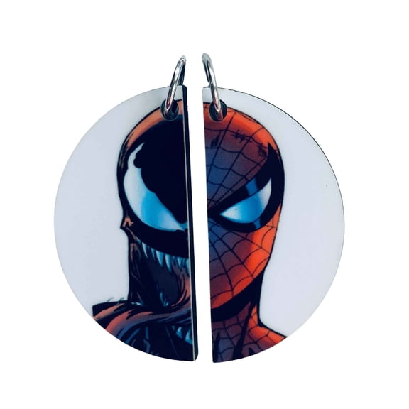 Spider-Man and Venom Matching Necklaces Keyrings | Comic Book BFF or Couples Gift