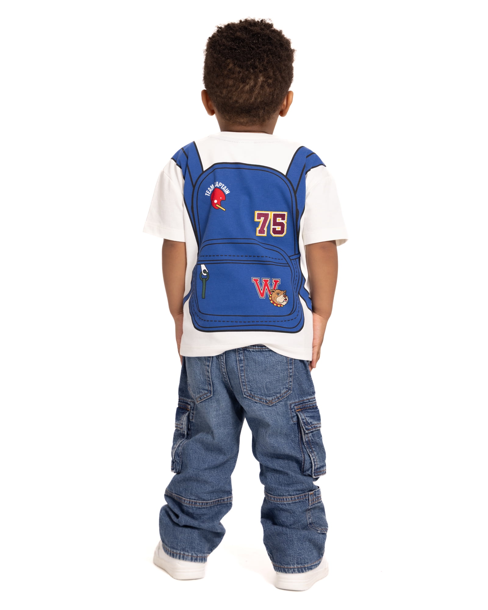 Wonder Nation Toddler Boys Embroidered Patch Graphic Backpack Tee with Short Sleeves, Sizes 12M-5T