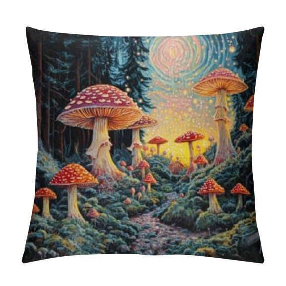Autua Mushrooms Graphic Decorative Cushion Cover for Home Couch Living Room Bed Sofa high-quality Autumn Square 1PC 12x12in