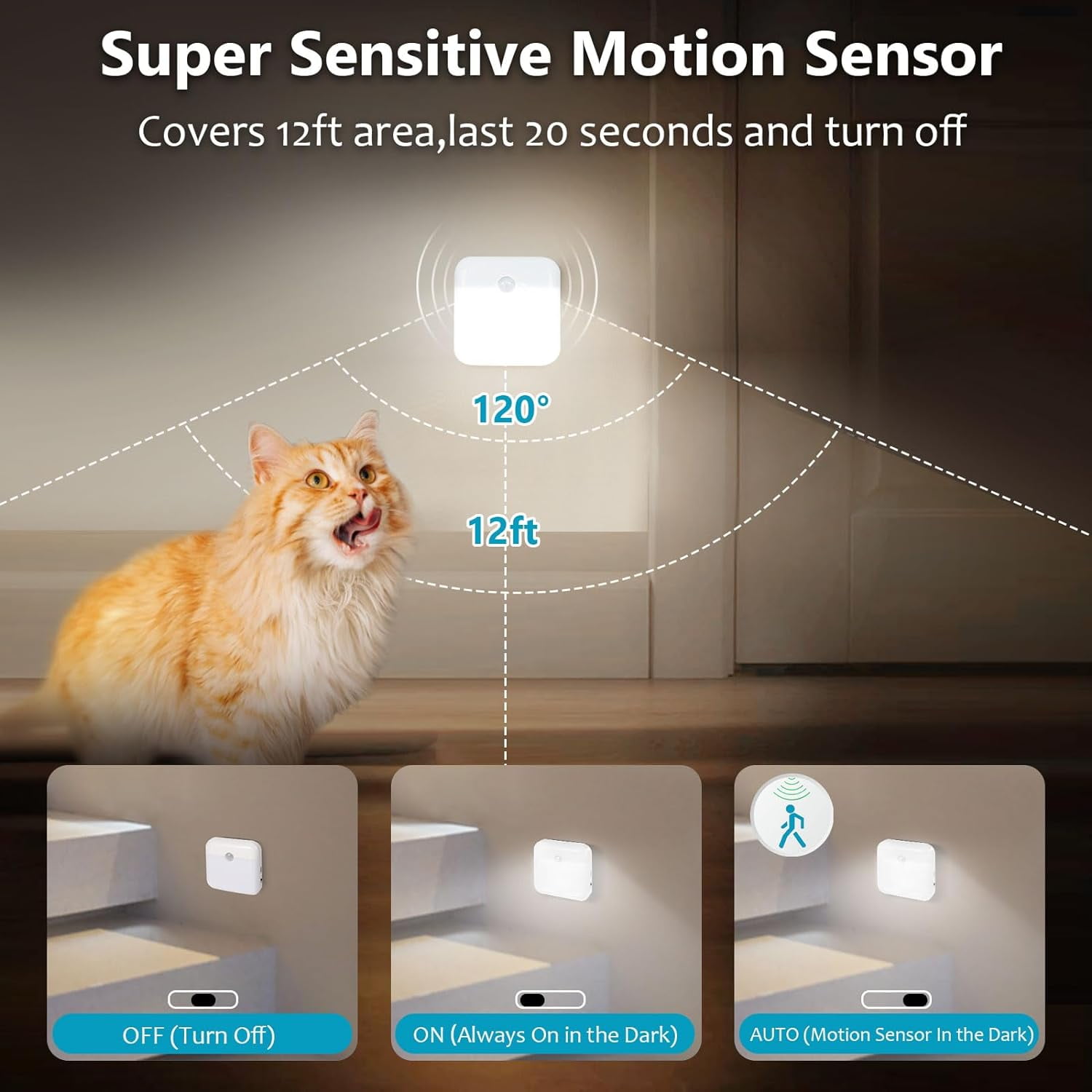 XIHAMA USB Rechargeable Battery Night Light Indoor,Stick-on Motion Sensor Puck Night Lights-No Need Plug Into Wall, Mini Motion Sensor Closet Lights for Stair Hallway Bedroom Toilet Cabinet