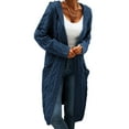 thumbnail image 3 of Langwyqu Autumn Winter Women Knit Long Hooded Cardigan Sweater With Pocket, 3 of 5