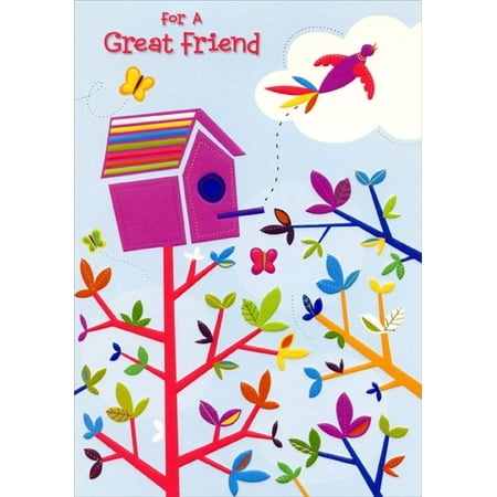 Designer Greetings Colorful Birdhouse: Friend Friendship Easter