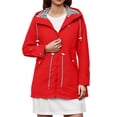thumbnail image 3 of WTOBBY Women Solid Rain Jacket Outdoor Waterproof Hooded Windproof with Zipper, 3-in-1 Design for Hiking Suit and Mountaineering,Red 2XL, 3 of 4