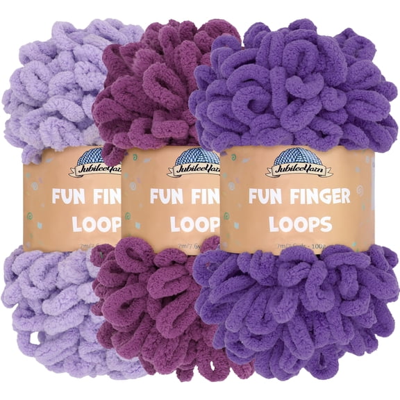 JubileeYarn Fun Finger Loops Yarn - 100g/Skein Jumbo Polyester - Mov - 3 Skeins
