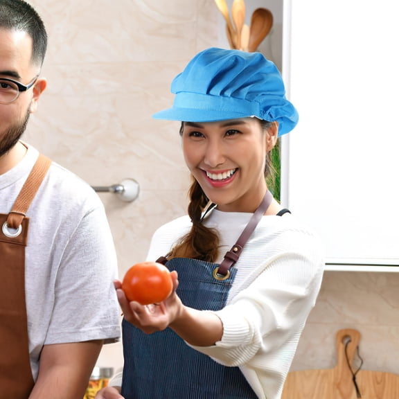 Milisten Food Service Hair Nets Unisex Chef Hat Blue Polyester 1Set 10.6X9.8X2.4in