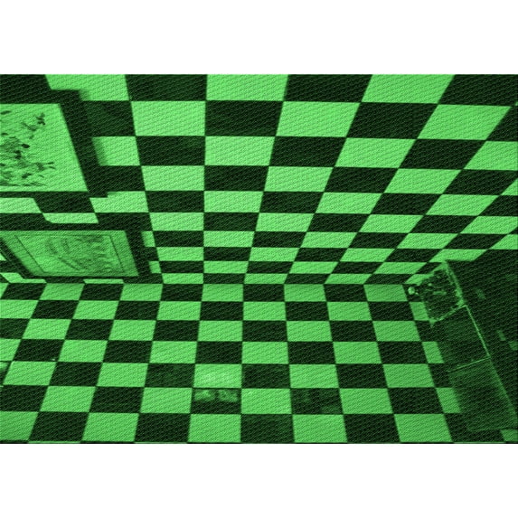 Ahgly Company Indoor Rectangle Patterned Dark Forest Green Area Rugs, 4' x 6'