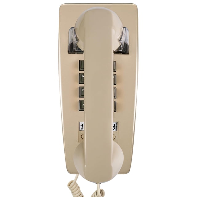 Teléfono de pared con cable Sangyn Retro con timbre mecánico, color beige
