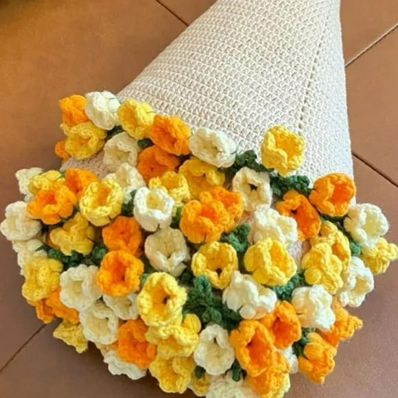 Tingzi Crochet Bouquet of Flowers, DIY Handmade Rose Blanket, Rose Bouquet Blanket Handmade, Flower Bouquet Throw Blanket, Crocheted Roses Blankets, Flower bouquets crocheat
