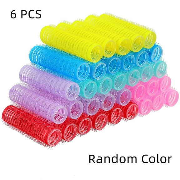 Happon Hair Rollers 6 Pcs Curlers Self Grip Holding Rollers Hairdressing Curlers Hair Design Sticky Cling Style for DIY, Random Color