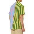 thumbnail image 3 of MODA NOVA Big & Tall Men's Casual Summer Vertical Stripes Patchwork Shirts Green Pink 2XLT, 3 of 6
