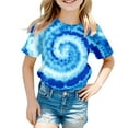 thumbnail image 4 of Tisuna Tops For Little Boys Girls Tie Dye Print Short Sleeve Crew Neck Shirt Casual Soft Summer Kids Pullover Clothes Blue Size 3-4 Years, 4 of 4