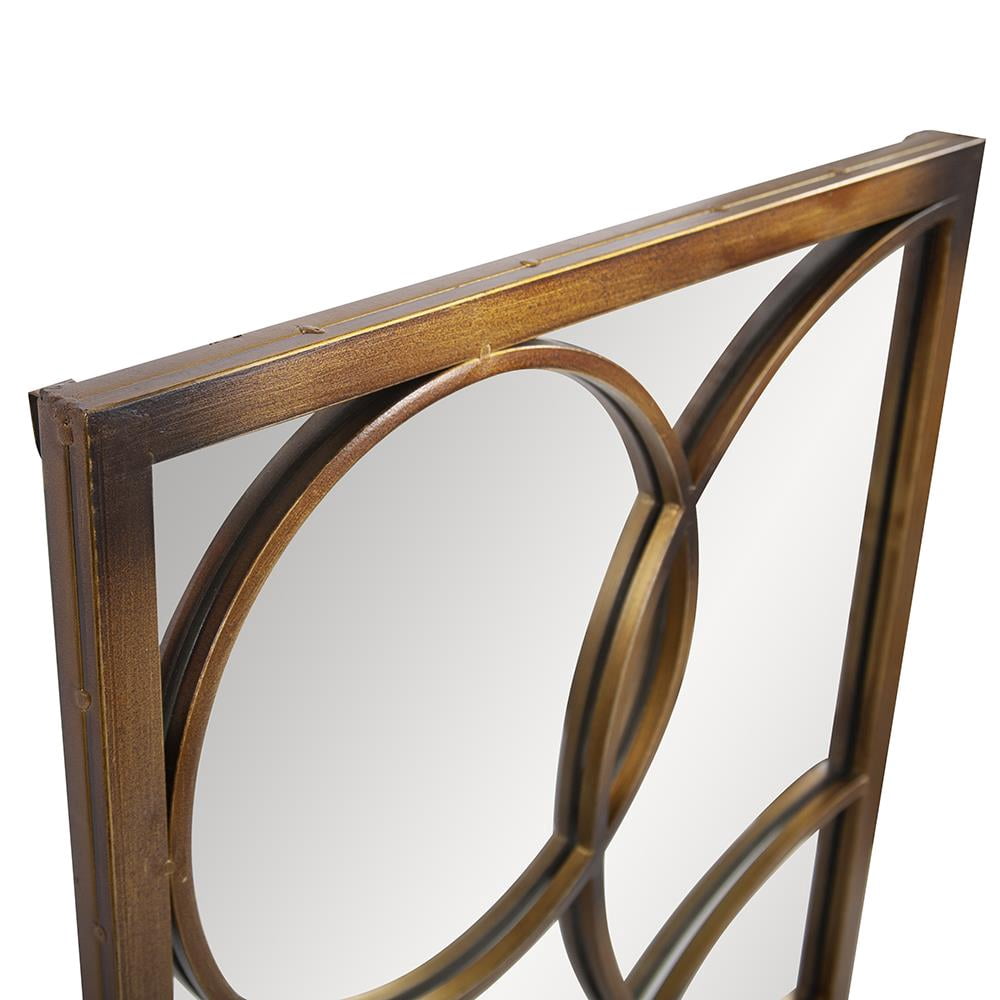 Tyler Dillon Rectangular Metal Framed Bronze Wall Mirror with Circular Overlays - Brushed Bronze