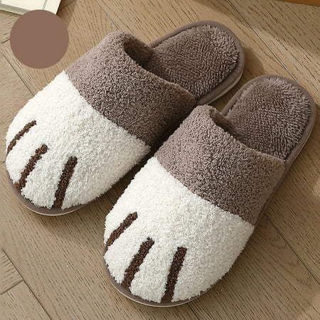 

dyfzdhu fuzzy slippers for men autumn and winter indoor and outdoor fashion color matching comfortable flat warm slip on