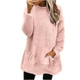 thumbnail image 4 of Clearance under 10!Sawvnm Women's Warm Fleece Round Neck Long Sleeve T-Shirt Casual Loose Pullover Winter Tops with Pockets Womens Tops, 4 of 6