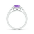 thumbnail image 2 of ANGARA Natural Inspired Cushion 2 ct Amethyst Ring with Diamond Halo in 14K White Gold for Women (Size-9x7mm) | February Birthstone, Anniversary, Jewelry Gift for Women | Natural Amethyst Ring, 2 of 9