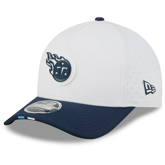 Men's New Era White/Navy Tennessee Titans 2025 NFL Training Camp A-Frame 9FORTY Adjustable Hat