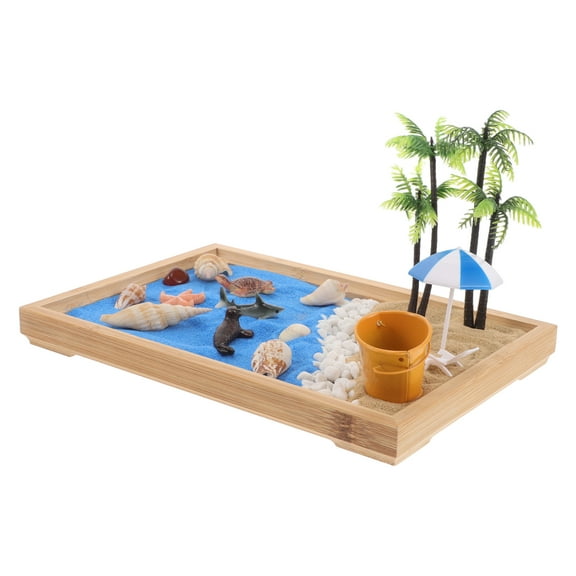 Masteelf Mini Beach Zen Garden for Desk Landscape Sandbox Decor Japanese Style Mini Sand Beach Seaside Sand Beach Decoration