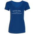 thumbnail image 1 of Good Girl With A Hood Playlist Womens V-Neck Tee, 1 of 1