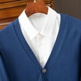 thumbnail image 7 of Men's Cotton Cardigan Sweater Long Sleeve V Neck Soft Knit Button Up Sweaters Outerwear Stretch Casual Coats (XL, Navy), 7 of 7