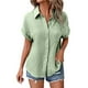 thumbnail image 1 of Camisa de manga corta con botones y mangas murciélago de color liso para mujer - Poliéster - Tallas S-XXL, 1 of 4