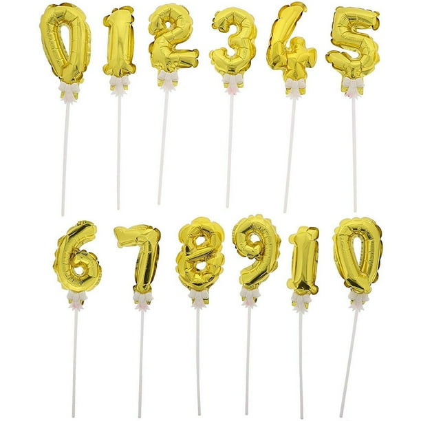 12-Pack Mini Cake Topper Number Balloons, Birthday Party Decor