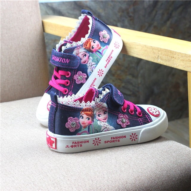 Zapatos casuales de alta calidad de Disney, zapatos de lona a la moda para otoño e invierno, zapatos de elsa con dibujos animados de frozen, plantilla 33 de 20 CM Gao Jinjia LED