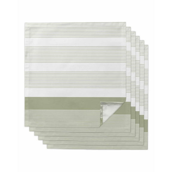 nqOlkjepod Sage Green Stripe Cloth Napkins Set of 6 Reusable Dinner Napkins, Modern Rustic Horizontal Green Striped Cocktail Napkin Washable Table Napkins for Wedding/Party/Baby Shower 20"x20"