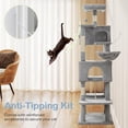 thumbnail image 3 of Spaco 66-Inch Cat Tree, 3 Perches & 2 Condos, Plush Cover, Reinforced Base for Multi-Cat Household, Gray, 3 of 7