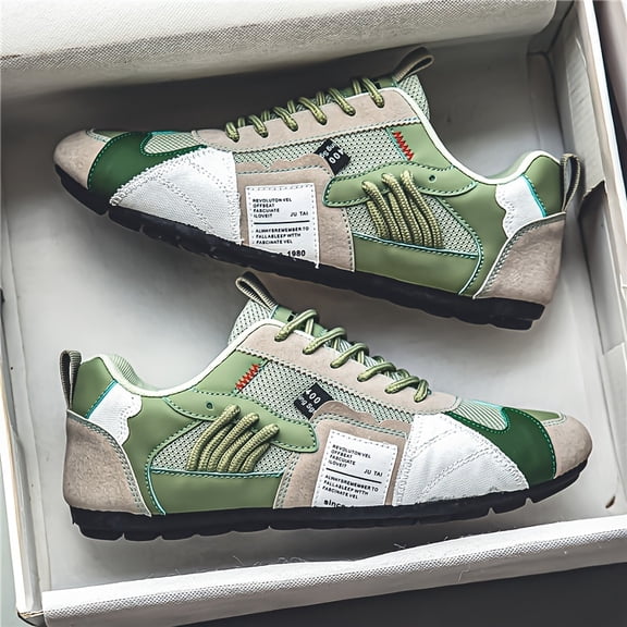 Men's Breathable Casual Sneakers - Non-Slip, Comfortable Lace-Up Shoes with Durable Fabrics and Stylish Contrasting Designs for Outdoor Activities, Jogging, Walking, and Traveling, Christmas Gifts,
