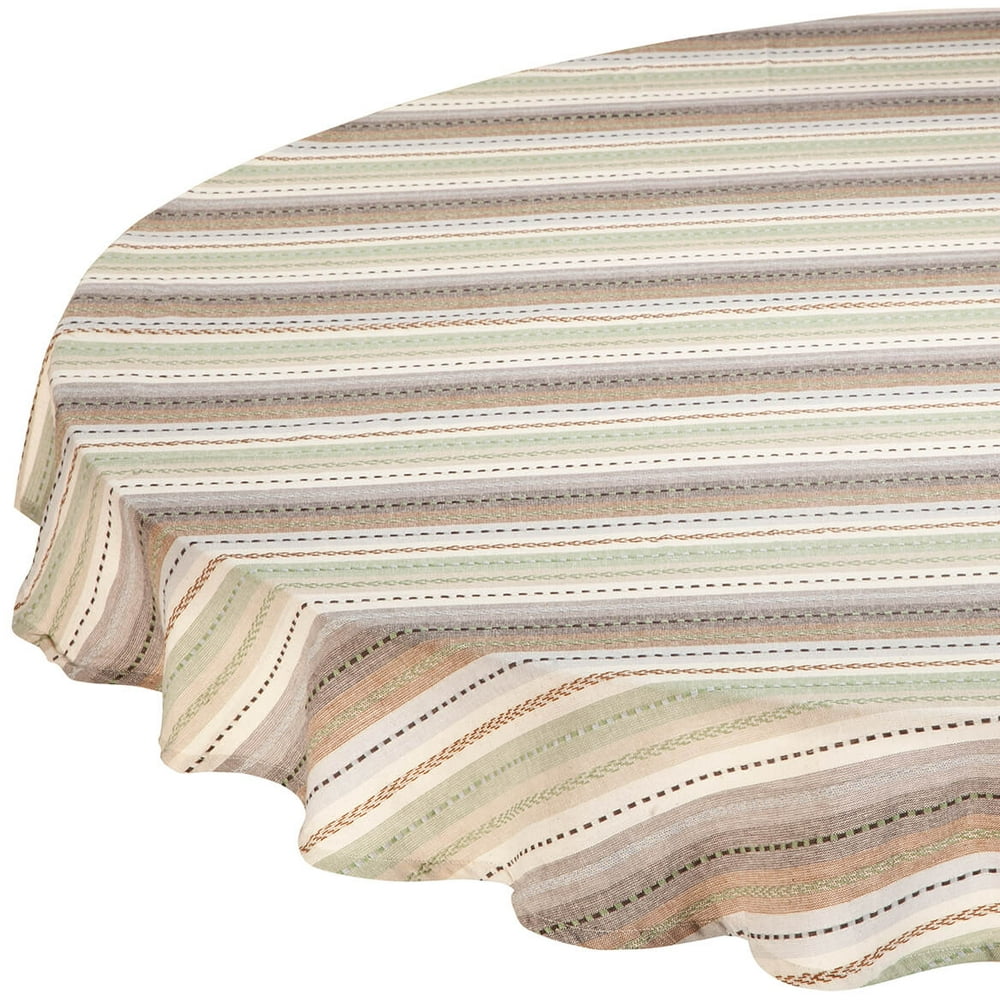 100 Cotton Striped Tablecloth 70" Round