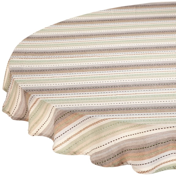 Phoenix Stripe 100% Cotton Tablecloth 70" Round in Natural