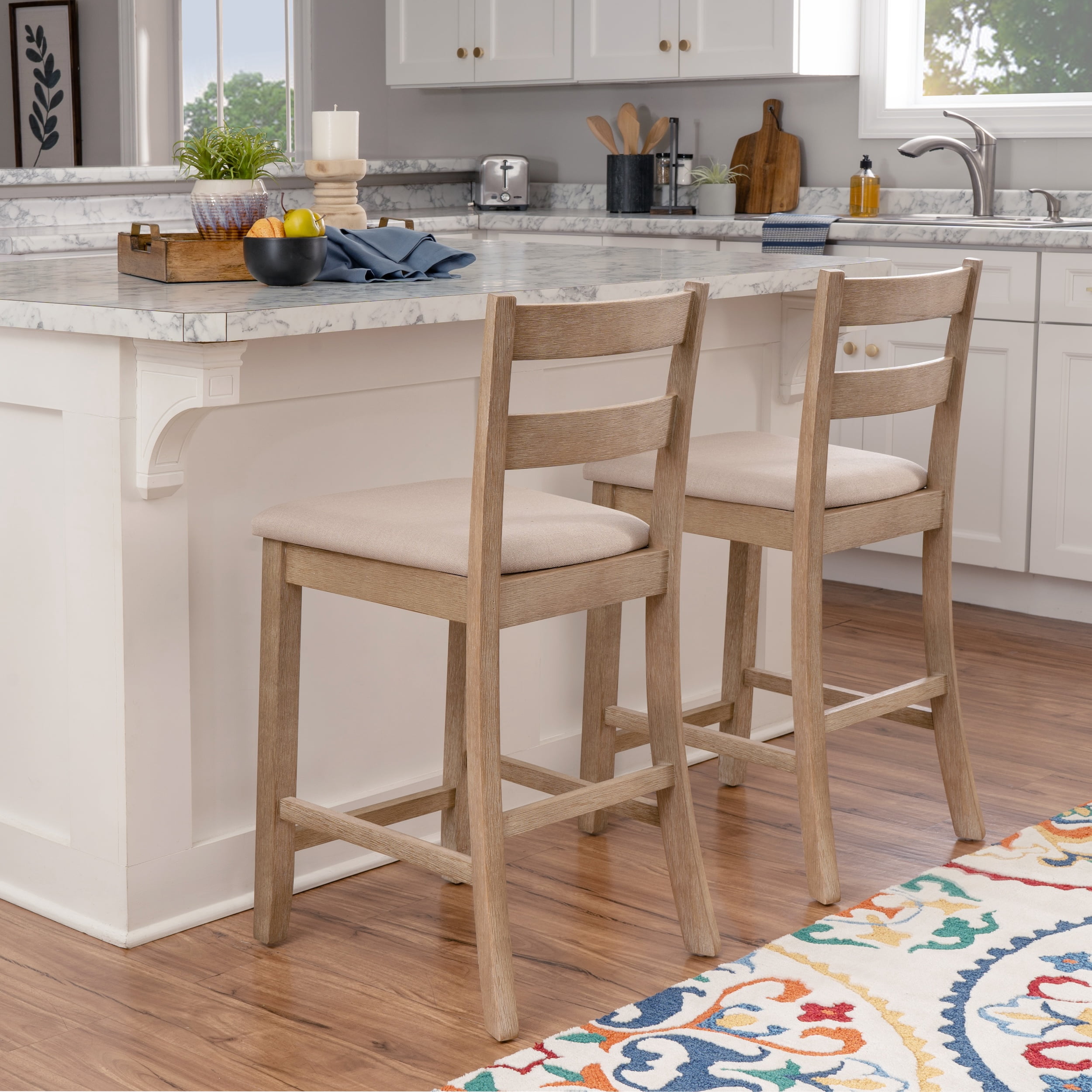 Linon Sorenson 25" Indoor Soho Counter Stool, Graywash/Beige