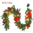 thumbnail image 1 of Shininglove 6ft Christmas Garland with Lights, Red Flowers Pine Cones Ball Ornaments with 20 LEDs for Christmas Home Garden Decor, 1 of 6