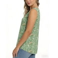 thumbnail image 7 of VBVC Women's Plus Floral Button Front Henley Tank Top,Ladies Sleeveless Square Neck Pleated Blouse,Loose Fit Summer Tunic Top For Women,Green,XL-5XL, 7 of 7